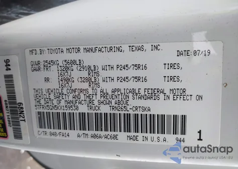 2019 Toyota Tacoma Sr from USA, damaged, VIN 5TFRX5GN5KX159530